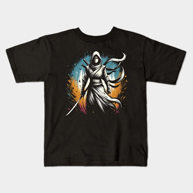 White Shinobi Kids T-Shirt by Genbu